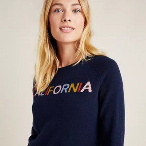 Anthropologie Birds of Paradis by Trovata California Cashmere Sweater Navy